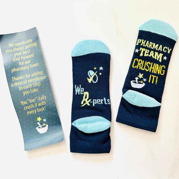 NEW Navy Blue Light Pharmacy Doctor Ankle Unisex Thick Comfy Cushion Socks Gift - Picture 1 of 4